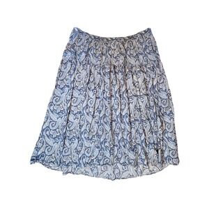 Y2K 2000s Blue Paisley Tiered Midi Peasant Skirt Plus Size 2X Boho Cottagecore